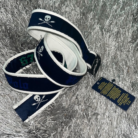 NWT Ralph Lauren Skull & Bones belt 36” #10086 - Picture 1 of 10